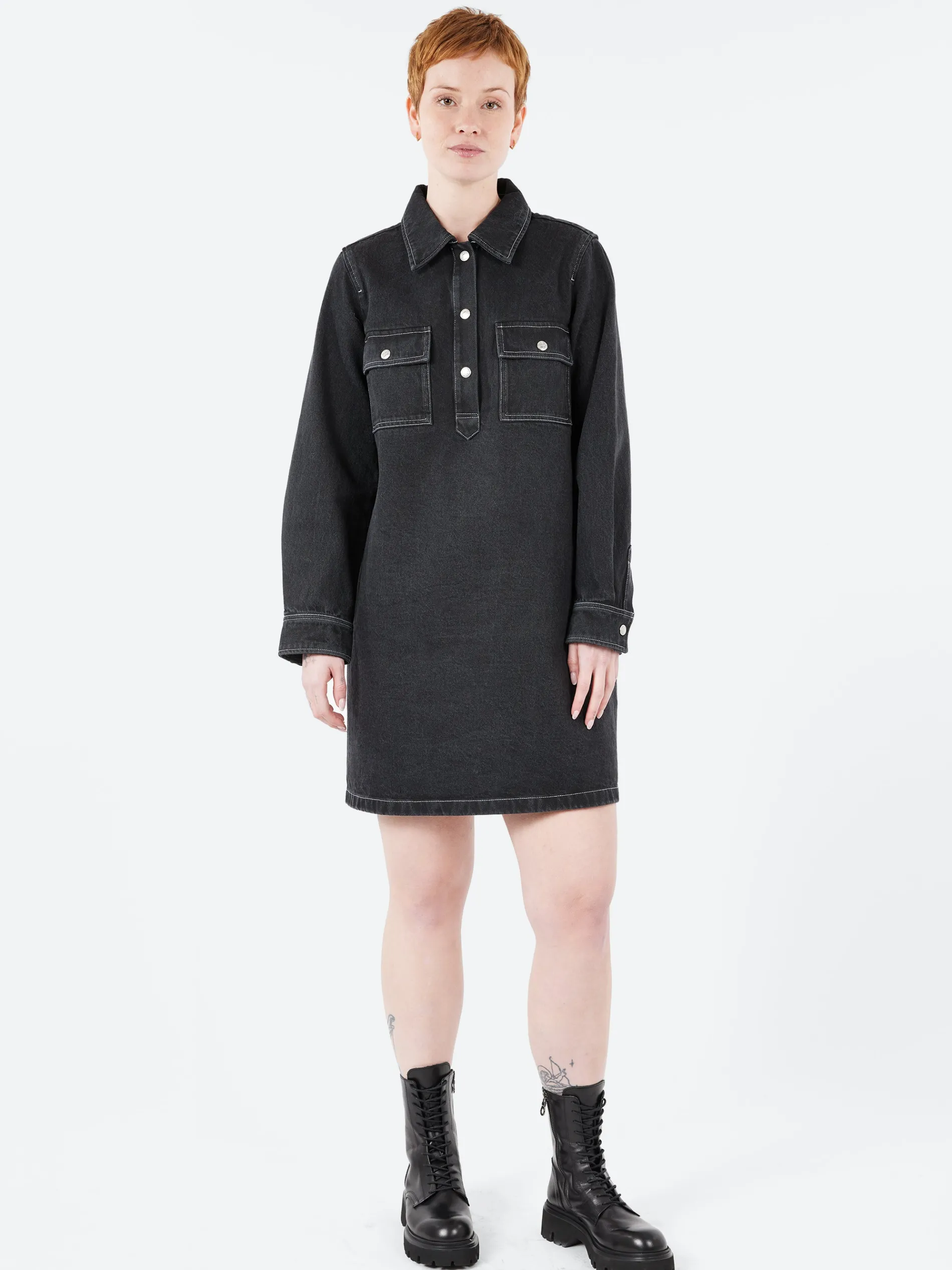 A.P.C. - Mia Dress in Noir Delave