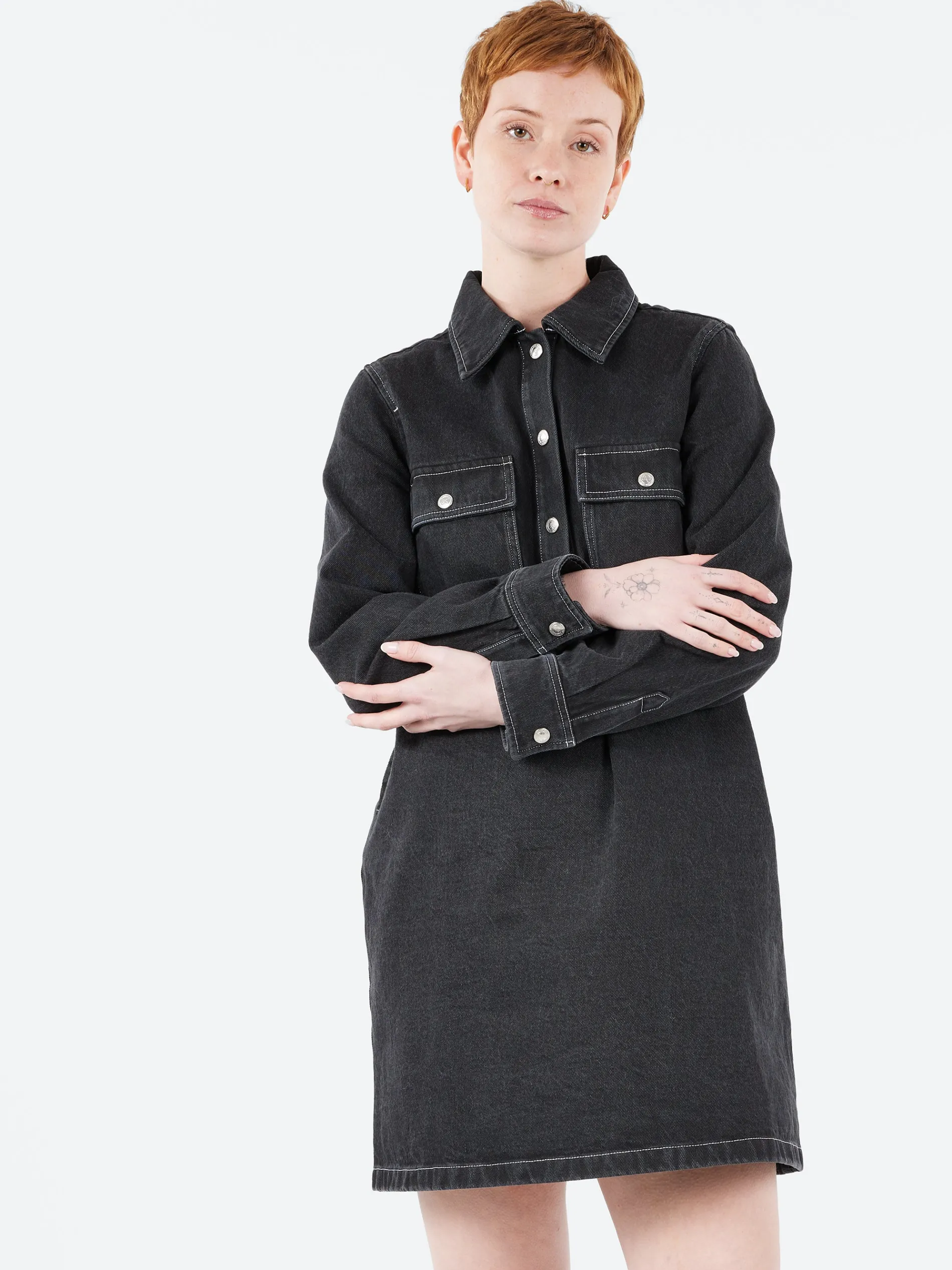 A.P.C. - Mia Dress in Noir Delave