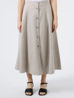 Aspesi - Cotton Linen Midi Skirt in Beige