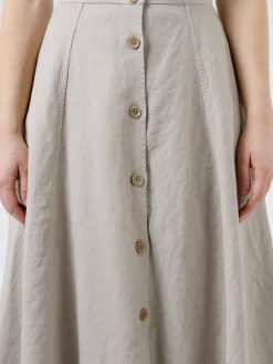 Aspesi - Cotton Linen Midi Skirt in Beige