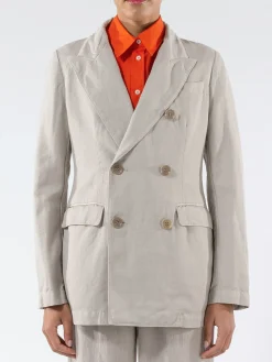 Aspesi - Double-Breasted Gabardine Blazer in Beige