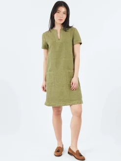 Aspesi - Slub Linen Short Dress in Military