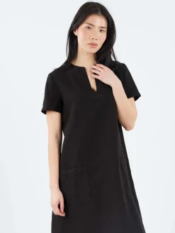 Aspesi - Slub Linen Short Dress in Black