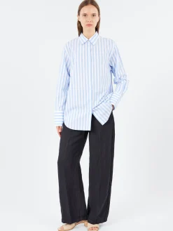 Aspesi - Vertical Striped Poplin Shirt in Light Blue Stripe