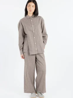 Baserange - Loose Ole Shirt in Brown Grey Flannel