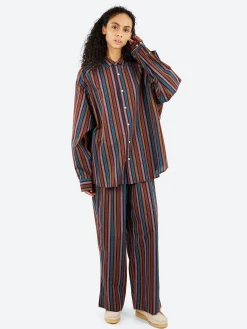 Baserange - Ole Pants in Maroon Multi Stripe