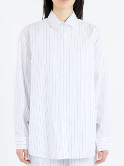 Baserange - Ole Shirt in White Blue Stripe