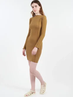 Baserange - Omato Long Sleeve Dress in Jade Brown