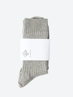 Baserange - Rib Ankle Socks in Grey Melange