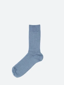 Baserange - Rib Overankle Socks in Fiba Blue