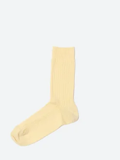 Baserange - Rib Overankle Socks in Bog Yellow