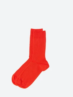 Baserange - Rib Overankle Socks in Bill Red