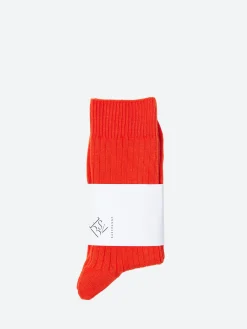 Baserange - Rib Overankle Socks in Bill Red