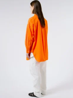 BEAMS BOY - Big Button-Down Shirt in Orange