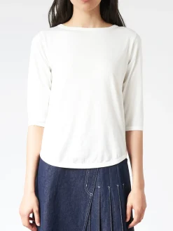 BEAMS BOY - Boat Neck T-Shirt in White