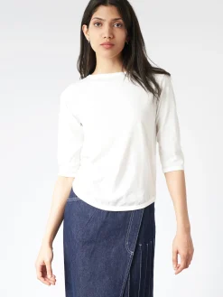 BEAMS BOY - Boat Neck T-Shirt in White