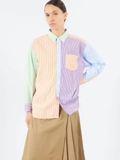 BEAMS BOY - Crazy Stripe Long Sleeve Button Down Shirt in Multi