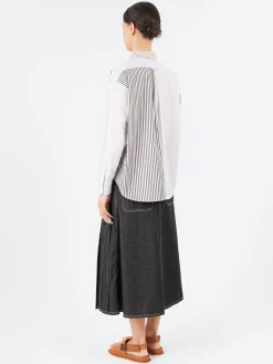 BEAMS BOY - Crazy Stripe Long Sleeve Button Down Shirt in Brown