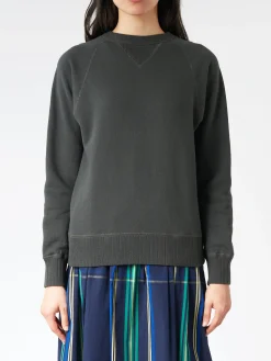BEAMS BOY - Drop-Needle Rib Crewneck Pullover in Smoke