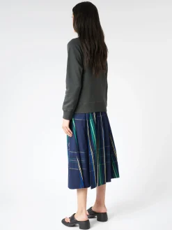 BEAMS BOY - Drop-Needle Rib Crewneck Pullover in Smoke