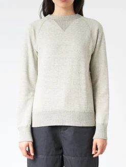 BEAMS BOY - Drop-Needle Rib Crewneck Pullover in Taupe Grey
