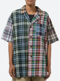 BEAMS Boy - Madras Check Crazy Short Sleeve Shirt in Navy