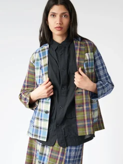 BEAMS BOY - Madras Crazy Check Blazer in Navy