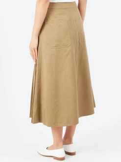BEAMS BOY - Pleated Wrap Skirt in Beige