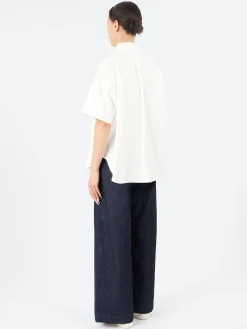 BEAMS BOY - Shirt Sleeve Button Down Big Shirt in Ivory