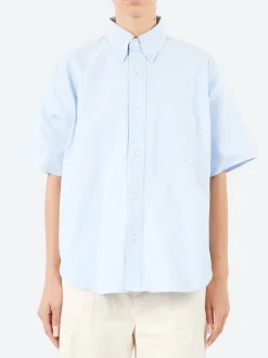 BEAMS BOY - Shirt Sleeve Button Down Big Shirt in Light Bluevory