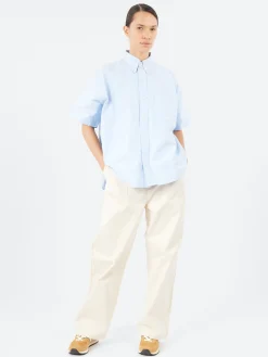 BEAMS BOY - Shirt Sleeve Button Down Big Shirt in Light Bluevory