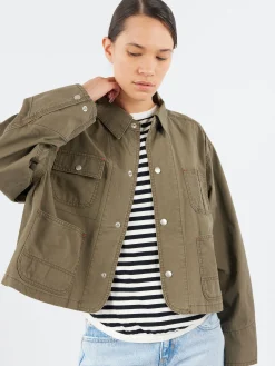 BEAMS BOY - Short Coverall Jacket in Olive