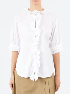 BEAMS BOY - S/S Frill Shirt in Black