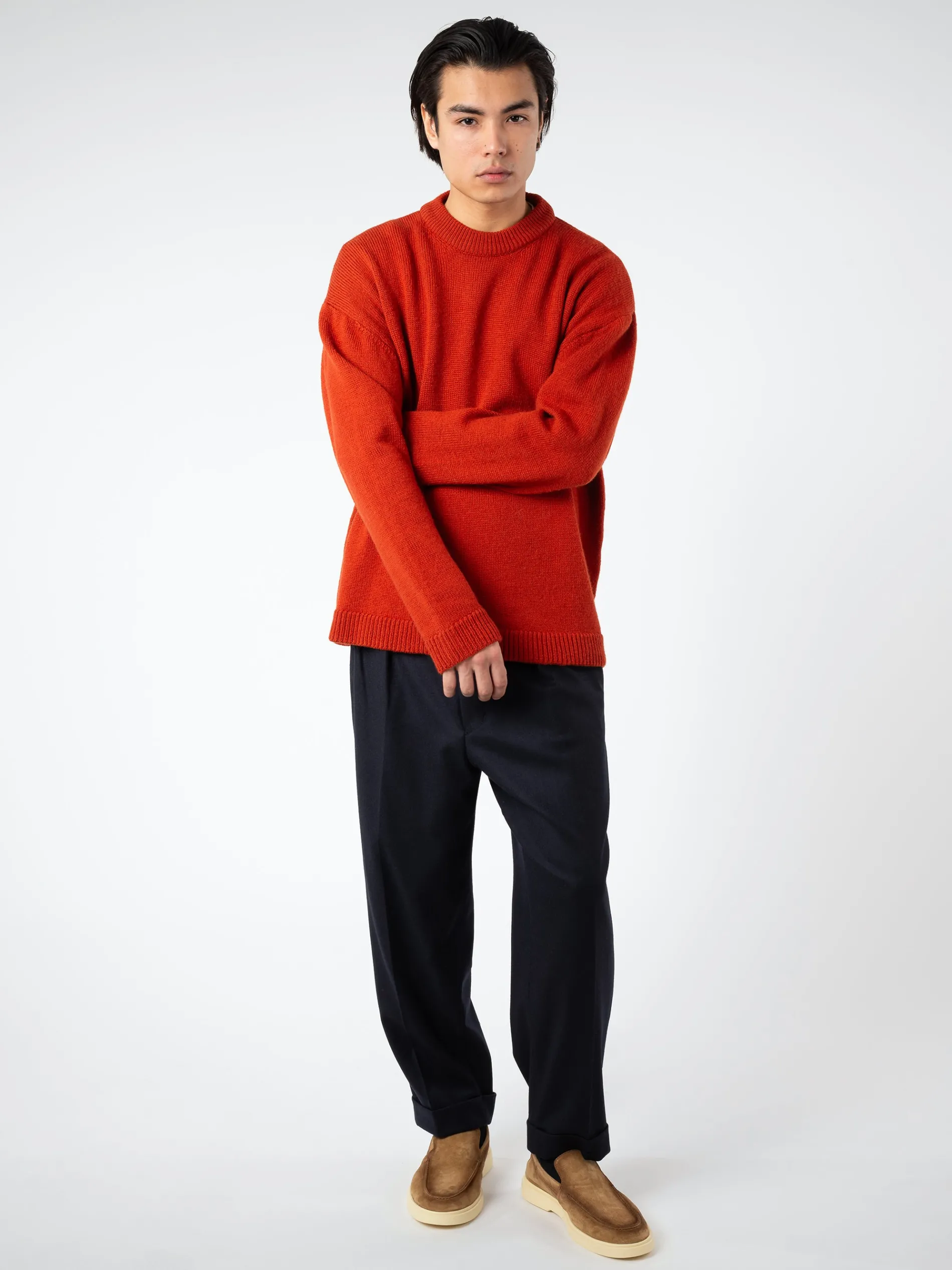 BEAMS PLUS - 2 Pleat Flannel Pants in Navy