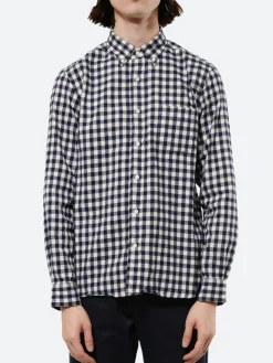 BEAMS PLUS - BD Shaggy Gingham Shirt in Navy