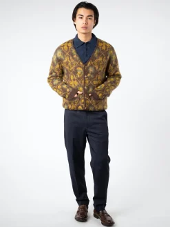 BEAMS PLUS - Botanical Jacquard Cardigan in Brown