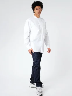 BEAMS PLUS - Broad Band Collar Pullover Shirt in White