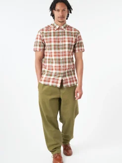 BEAMS PLUS - Button-Down Madras Shirt in Brown