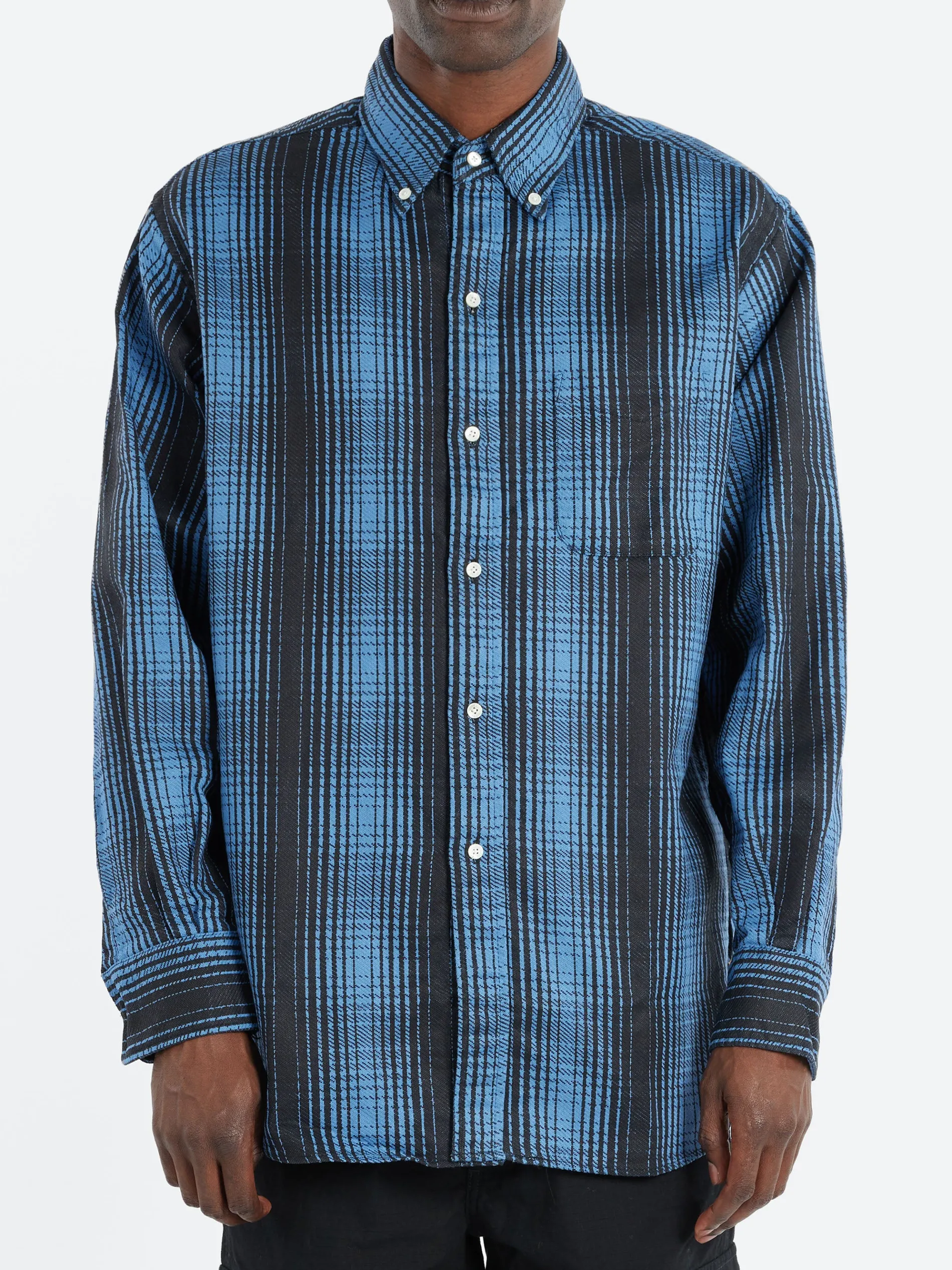 BEAMS PLUS - Button-Down Print Flannel Classic Fit in Blue