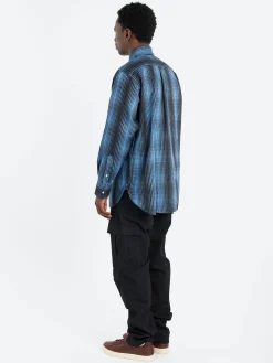 BEAMS PLUS - Button-Down Print Flannel Classic Fit in Blue