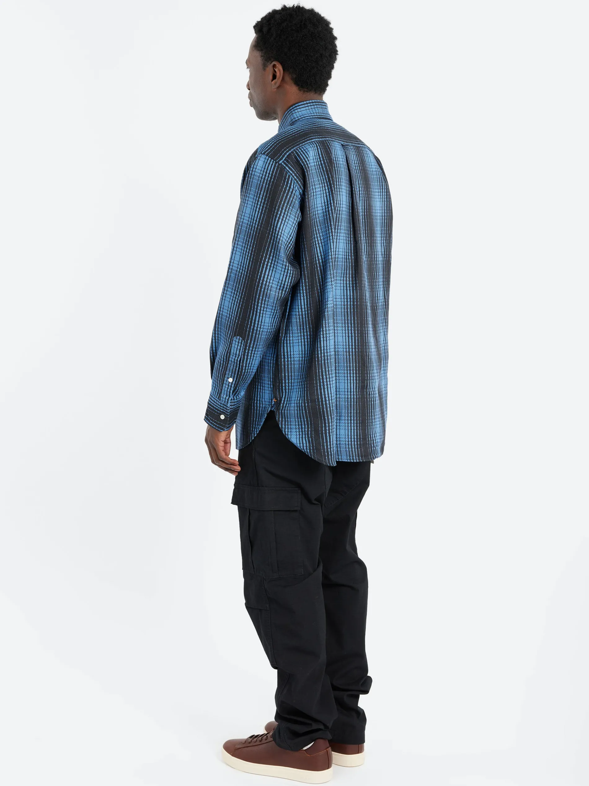 BEAMS PLUS - Button-Down Print Flannel Classic Fit in Blue