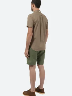 BEAMS PLUS - Color Broad Short Sleeve Button Down Shirt in Beige