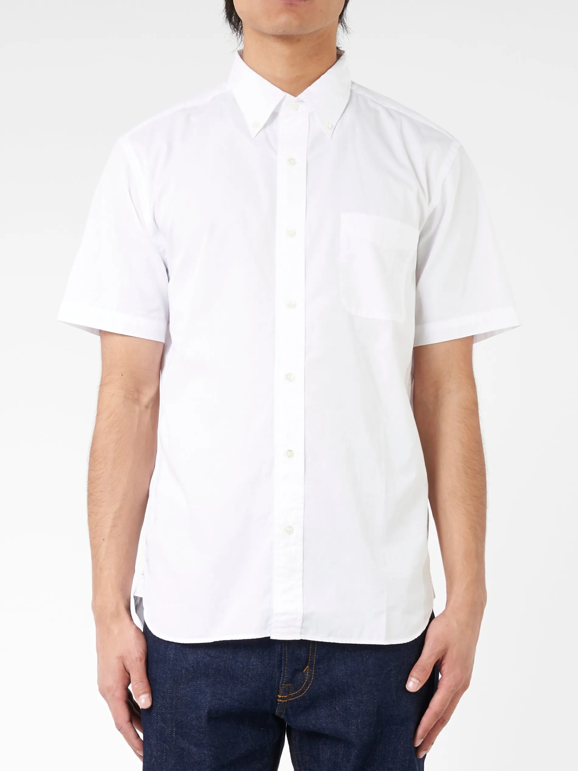 BEAMS PLUS - Color Broad Short Sleeve Button Down Shirt in White