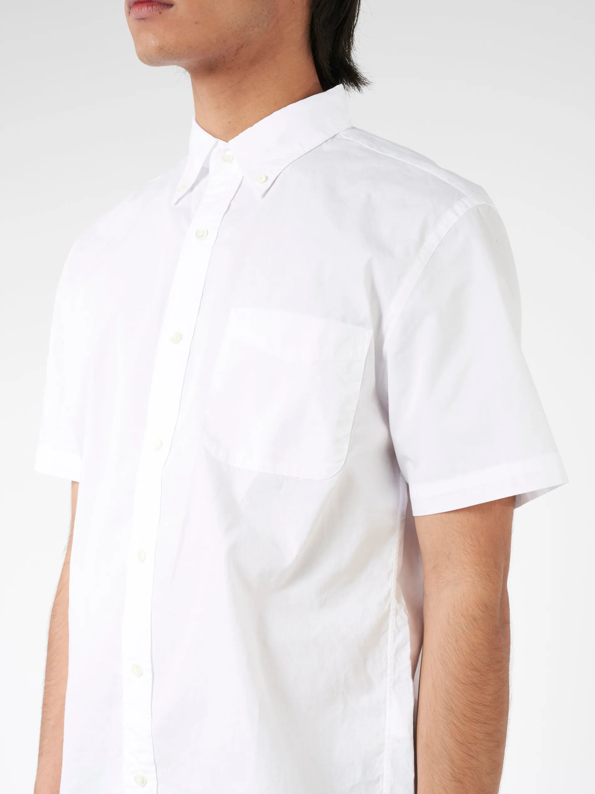 BEAMS PLUS - Color Broad Short Sleeve Button Down Shirt in White