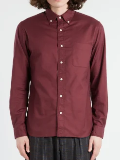 BEAMS PLUS - Colour Oxford Button Down Shirt in Burgundy