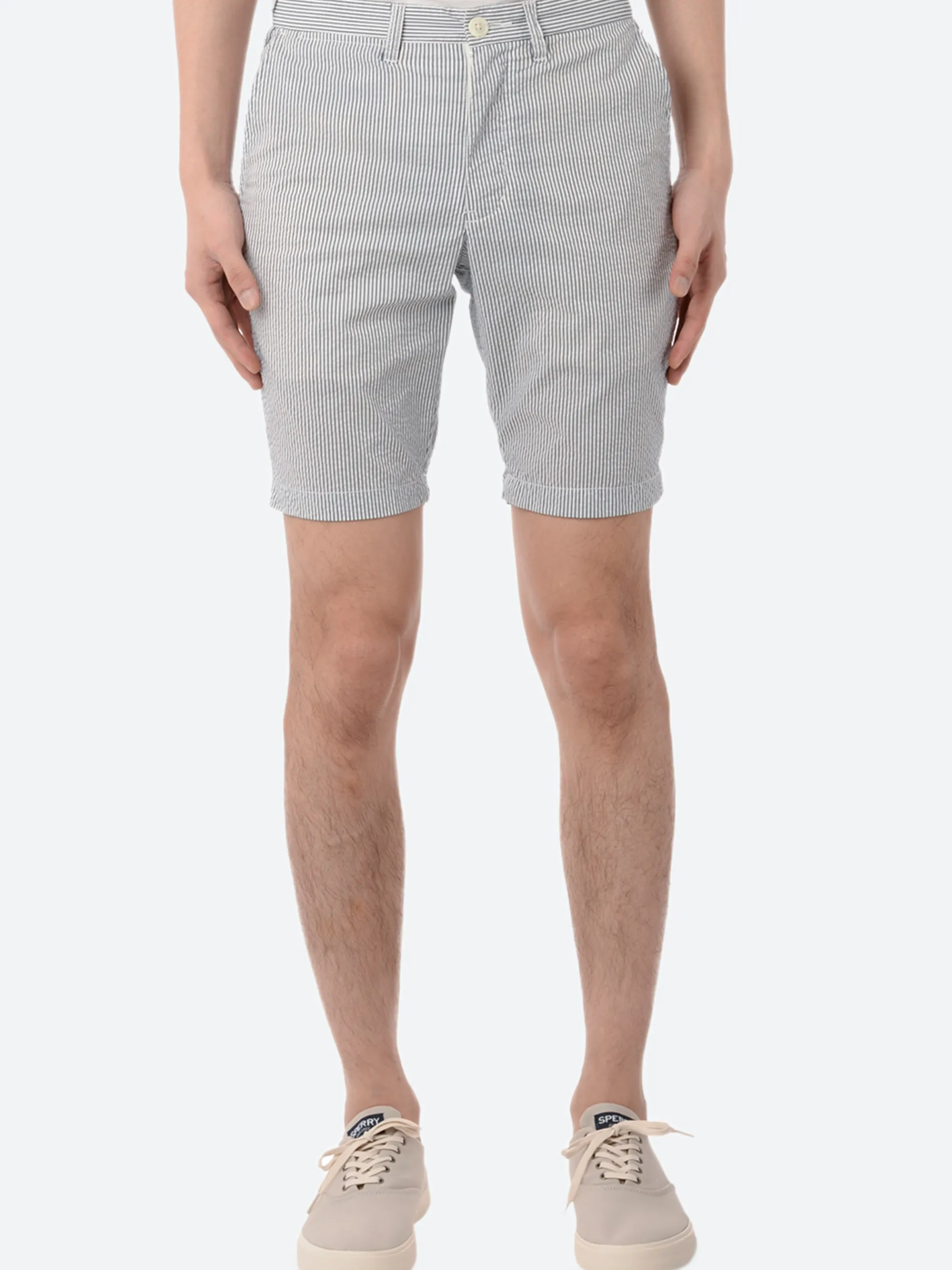 BEAMS PLUS - Coolmax Ivy Shorts in Blue Stripe