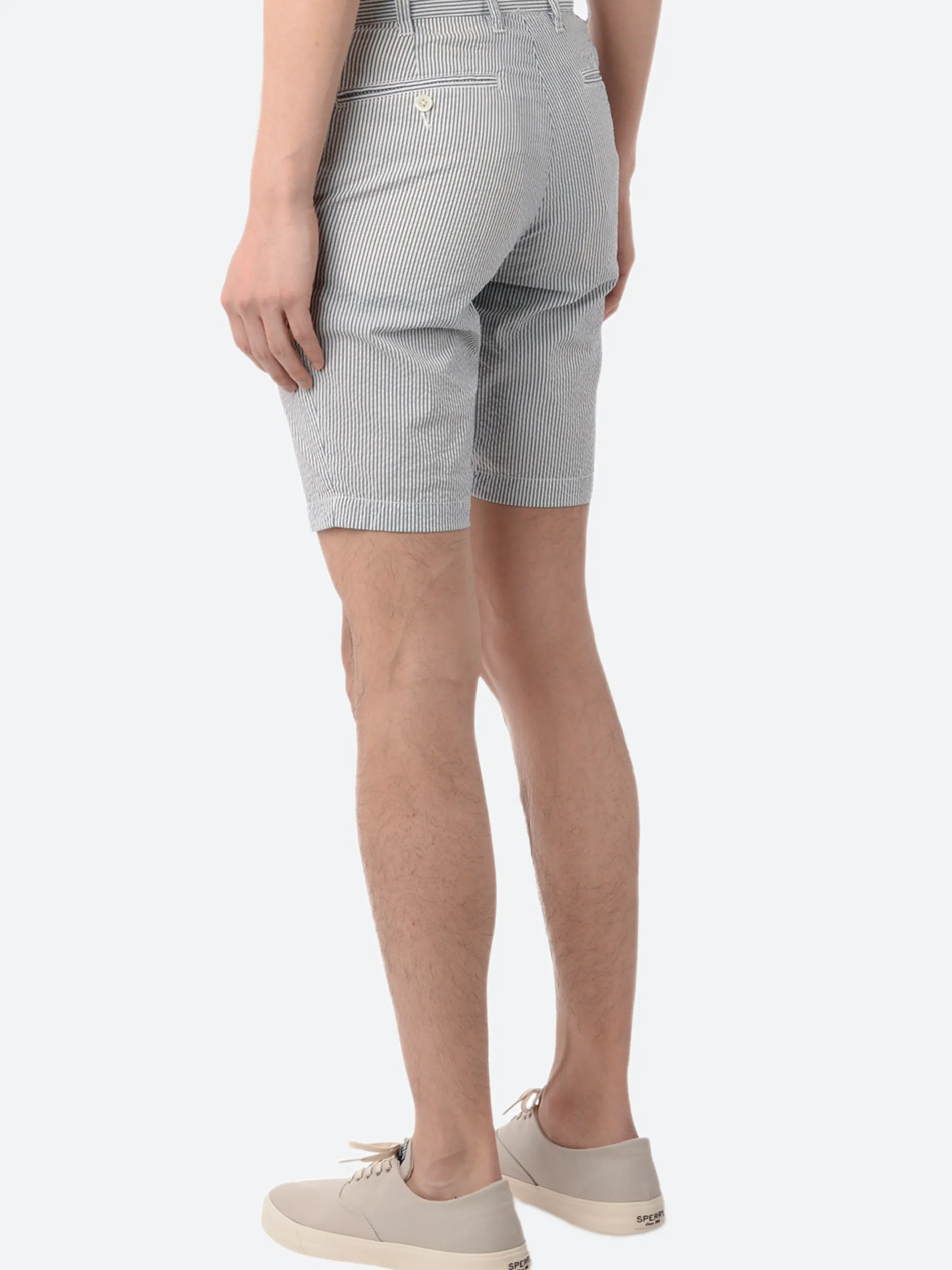 BEAMS PLUS - Coolmax Ivy Shorts in Blue Stripe