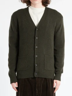 BEAMS PLUS - Elbow Patch Cardigan in Olive
