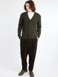 BEAMS PLUS - Elbow Patch Cardigan in Olive
