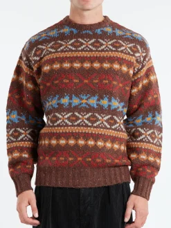 BEAMS PLUS - Fair Isle Sweater in Brown